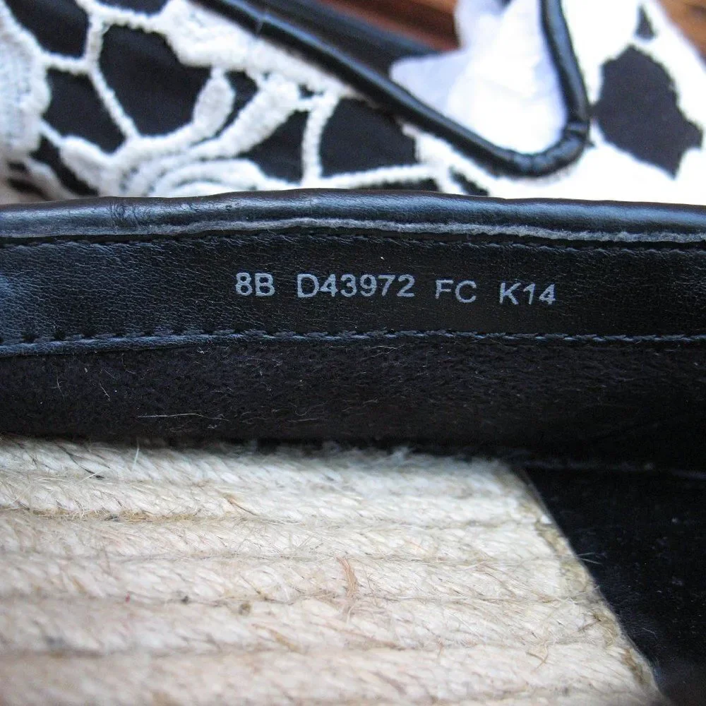 Cole Haan Womens 8 Palermo Lace Espadrille Shoes Black White